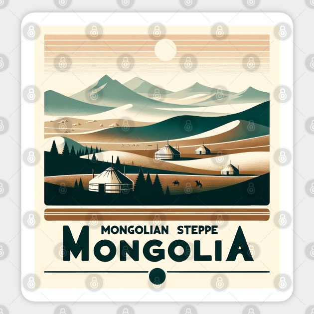 Mongolia - Mongolian Steppe Landscape Sticker by POD24